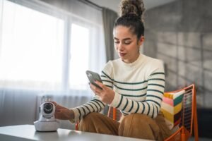 Smart home security system monitored from a smartphone