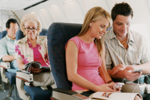 Plane passengers ready for take-off